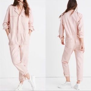 Madewell Light Pink Coverall Jumpsuit, Size XL, 100% Cotton